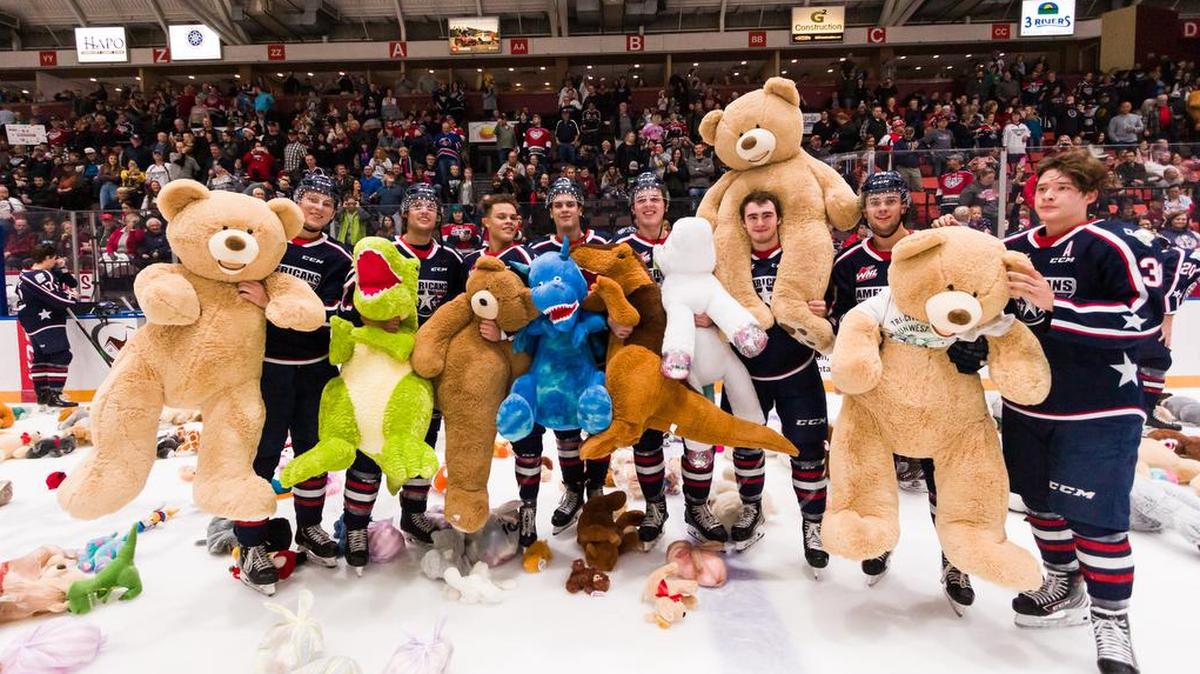 The Tri-City Americans’ annual Teddy Bear Toss game is a fan favorite.