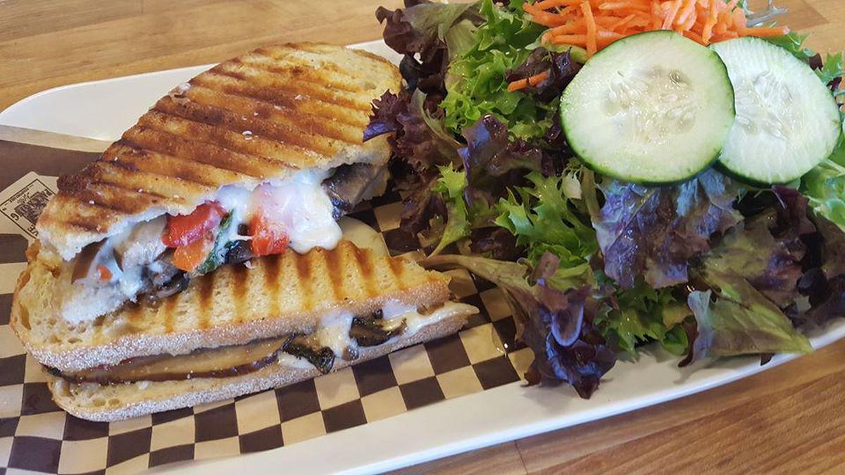 Graze portobello mushroom panini and salad