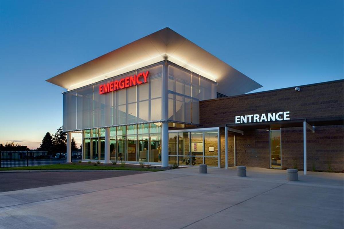 The Kadlec Emergency Department located at 3290 W. 19th Avenue in Kennewick is shown at dusk.