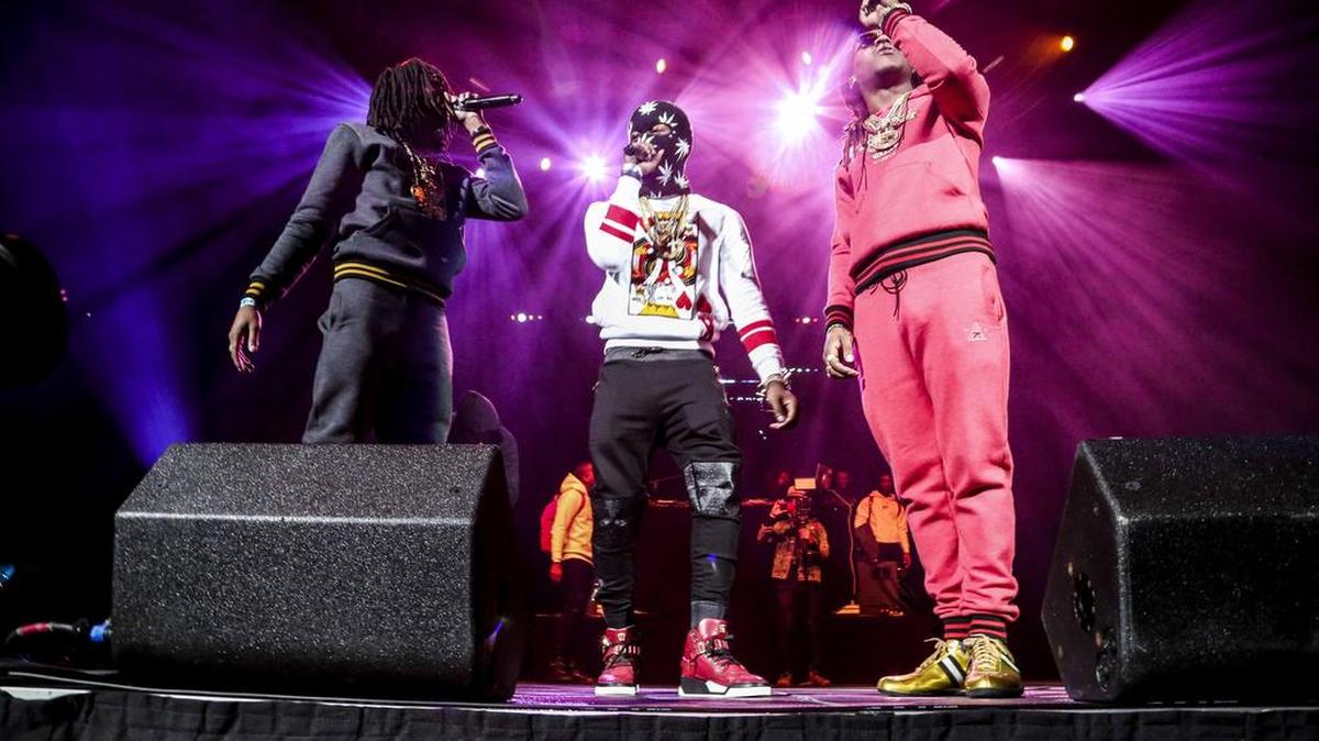 From left: Quavo, Offset and Takeoff of the rap trio Migos perform at Barclays Center in New York. The platinum-selling hip-hop act is coming to Kennewick in June as part of the Mini Summer Jam, and tickets are on sale now.
