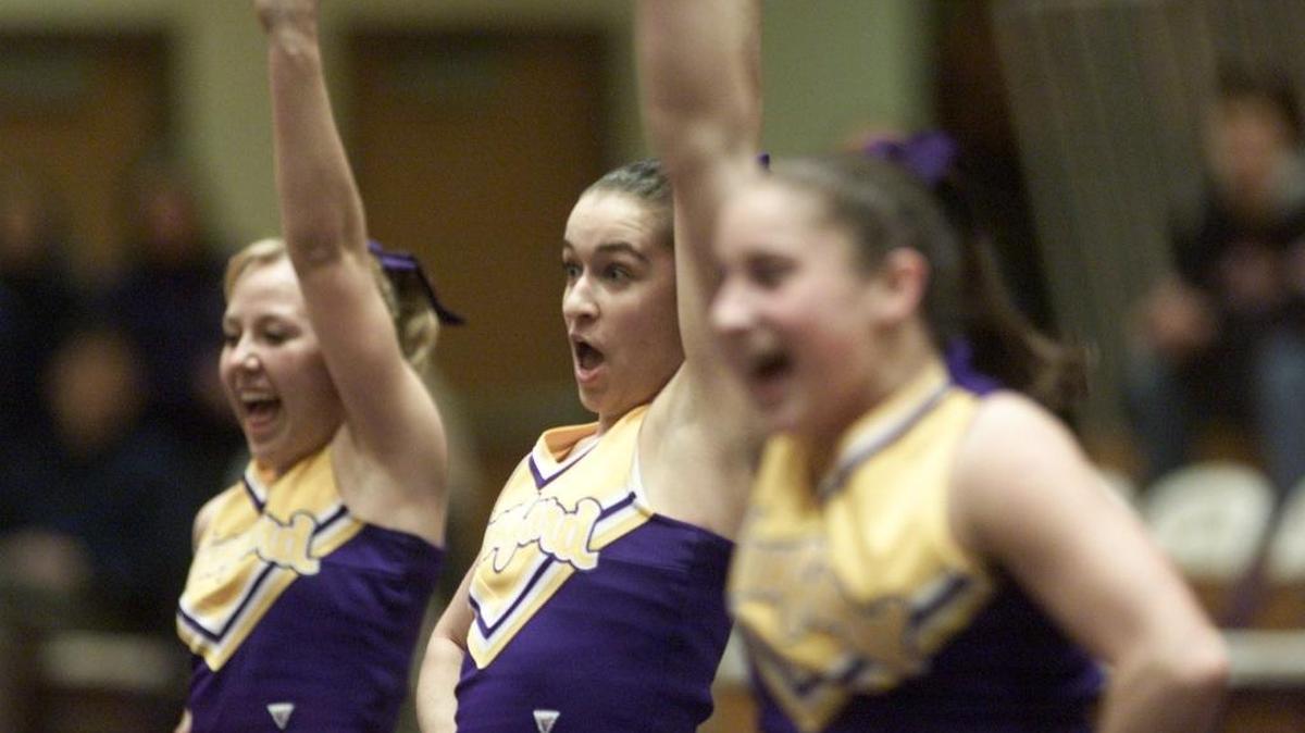 Hanford High School cheerleaders perform a routine during in this file photo.