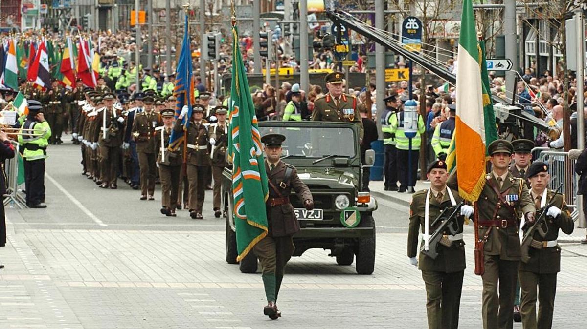 Soldiers of the Irish Defence Forces march in Dublin during an anniversary parade for the 1916 Easter Rising. A documentary on the Irish rebellion will be shown May 2 at the Columbia Basin College planetarium