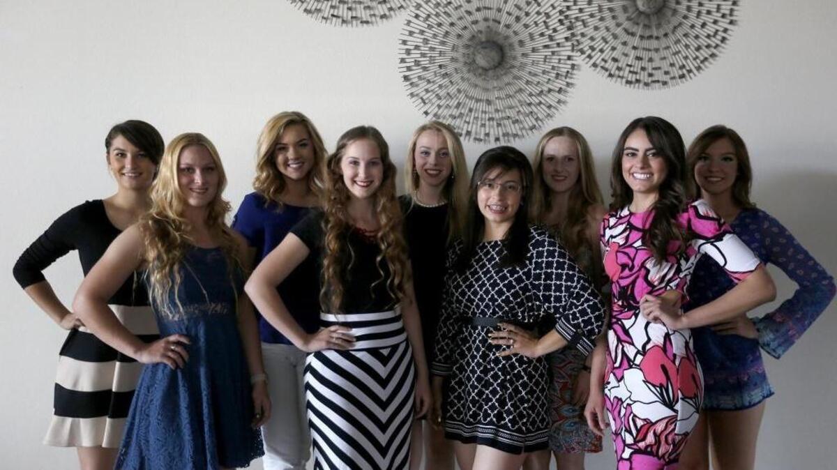 Miss Tri-Cities 2016 contestants include, from left, Hailey Fisher, Laura Howland, Taylor Plunkett, Alyssa Sisemore, Hannah Mowry, Leslie Gordian-Torres, McKenzie Kennedy, Sandra Gutierrez and Madison Murphy.