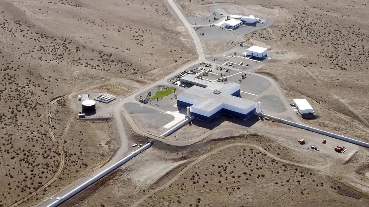 An aerial view of the Laser Interferometer Gravitational-wave Observatory in Richland.