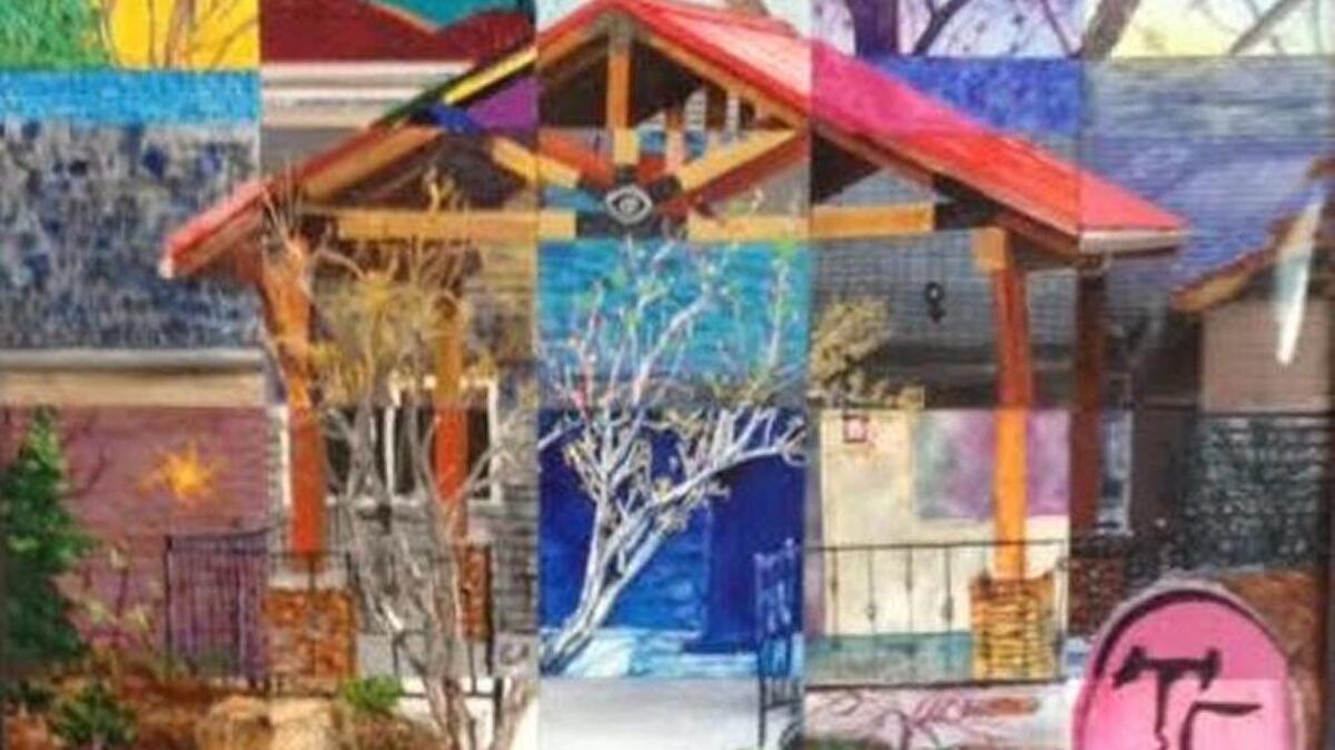 A “quilt” painting, a compilation of works by 20 artists that forms one piece of art is on display at Tucannon Cellars in Benton City.