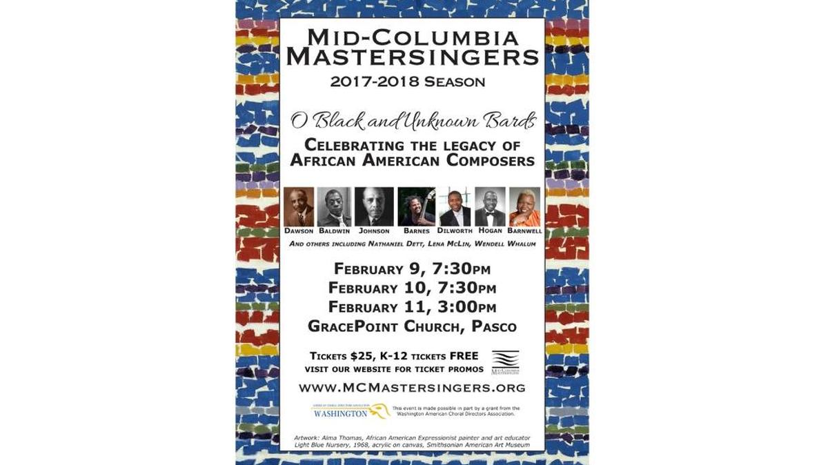 Mid-Columbia Mastersingers’ next concert will celebrate the legacy of African-American composers.