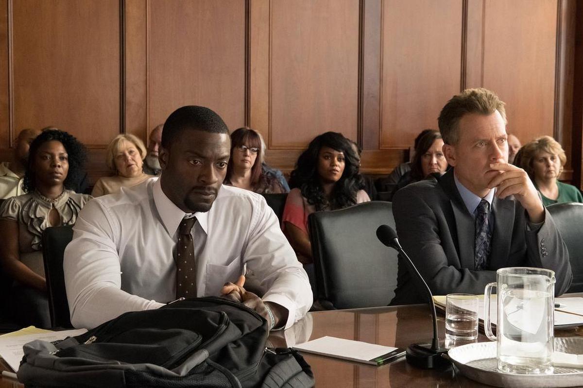 Aldis Hodge, left, as Brian Banks and Greg Kinnear as Justin Brooks in Tom Shadyac's "Brian Banks."