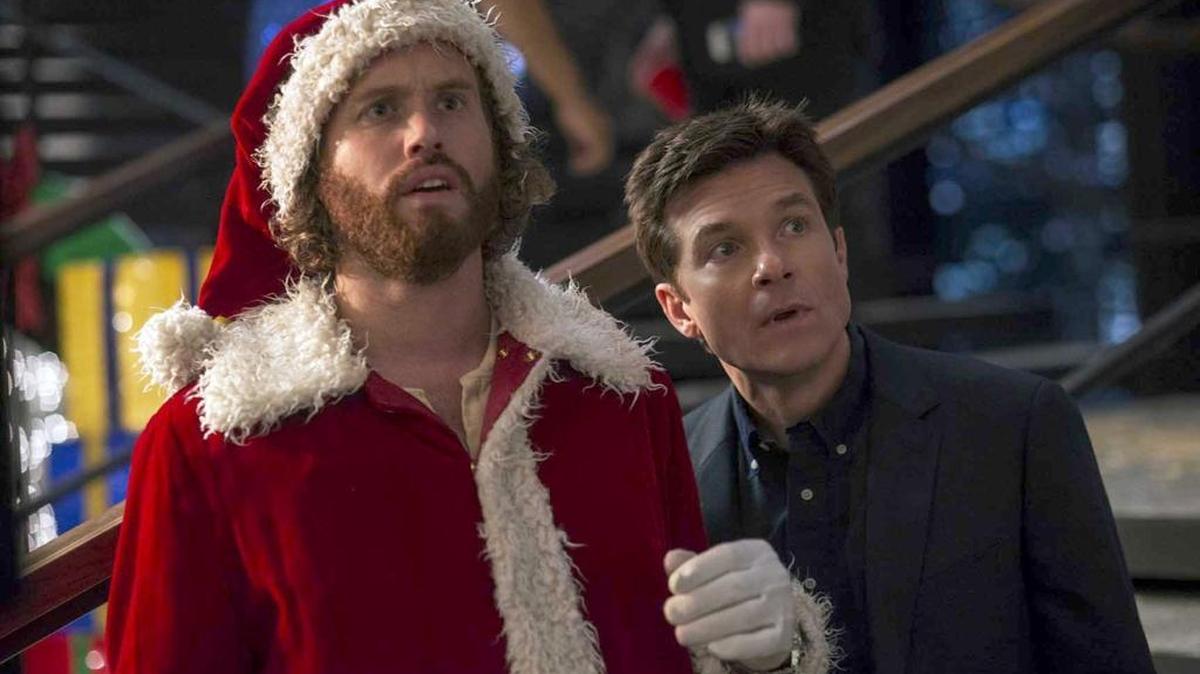 T.J. Miller as Clay Vanstone and Jason Bateman as Josh Parker in the film “Office Christmas Party.”