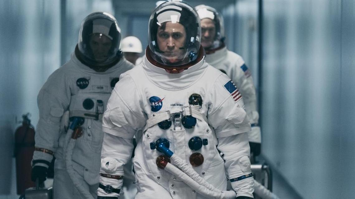 Ryan Gosling in a scene from “First Man,” the biopic of Neil Armstrong in the years leading up to the moon landing.