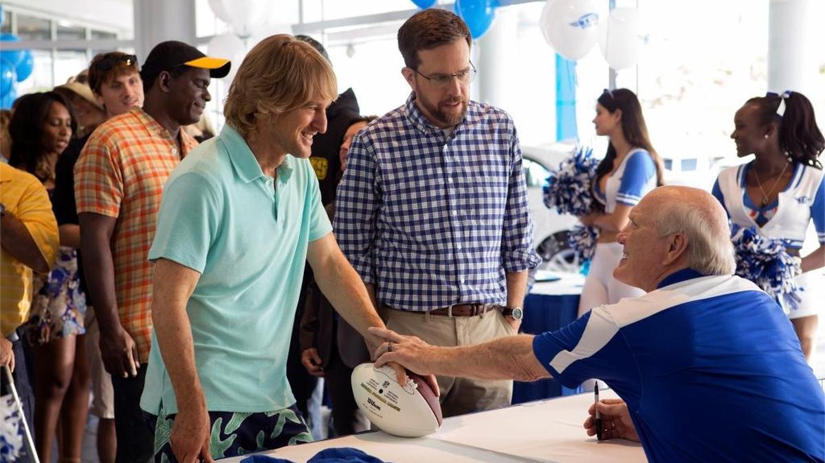 From left, Owen Wilson as Kyle Reynolds, Ed Helms as Peter Reynolds and Terry Bradshaw as, well, Terry Bradshaw give “Father Figures” plenty of laughs and a little bit of heart.