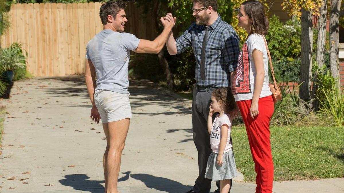 Zac Efron, from left, Seth Rogen and Rose Byrne star in “Neighbors 2: Sorority Rising.”