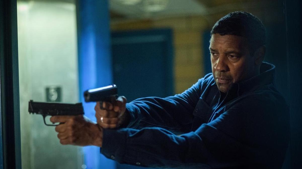 This image released by Columbia Pictures shows Denzel Washington in a scene from “Equalizer 2.” (Glen Wilson/Sony, Columbia Pictures via AP)
