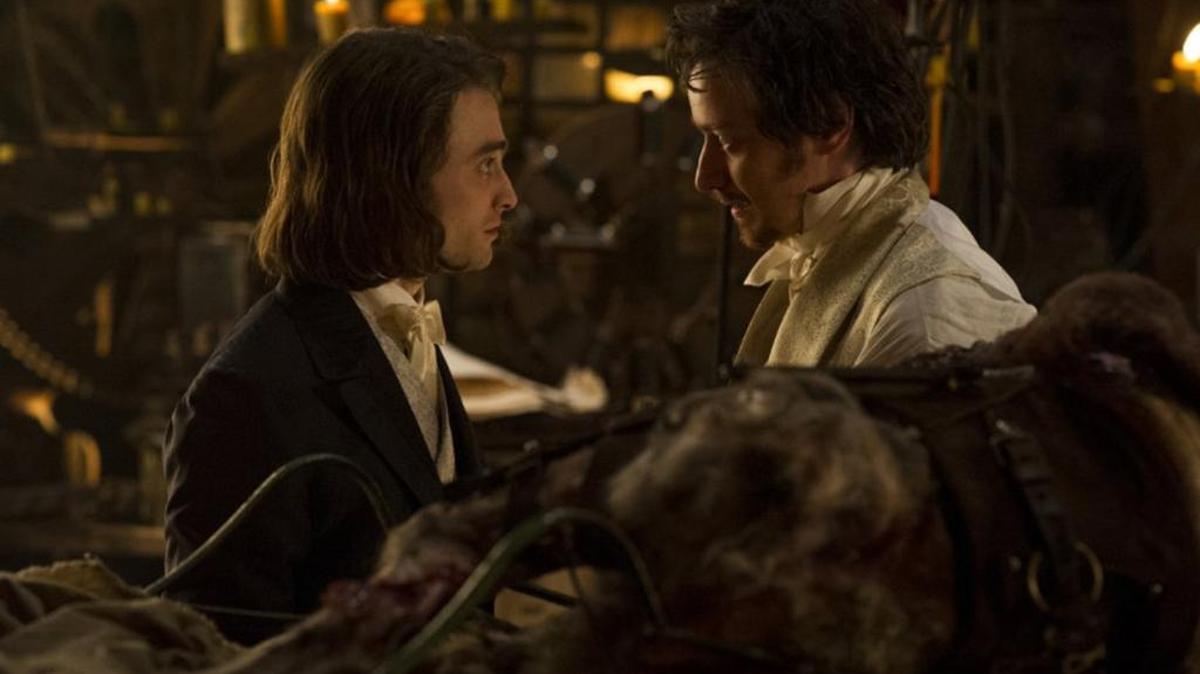 James McAvoy, right, and Daniel Radcliffe star in Victor Frankenstein.
