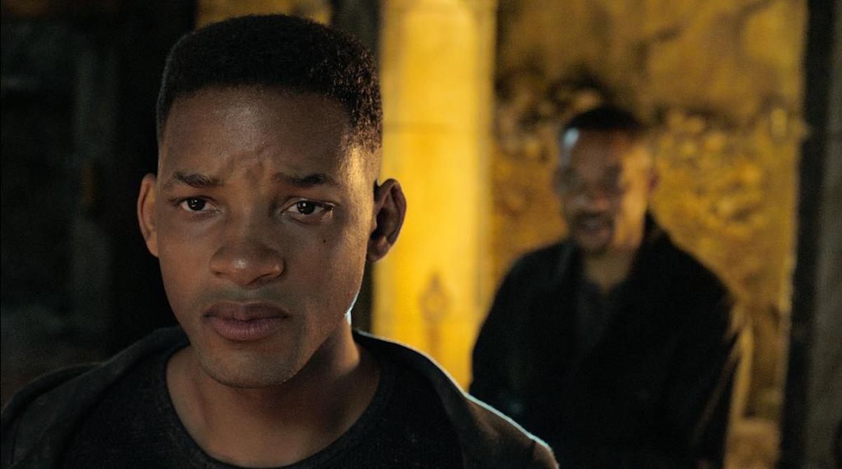Will Smith, portraying Junior, foreground, and Henry Brogan in the Ang Lee film "Gemini Man."