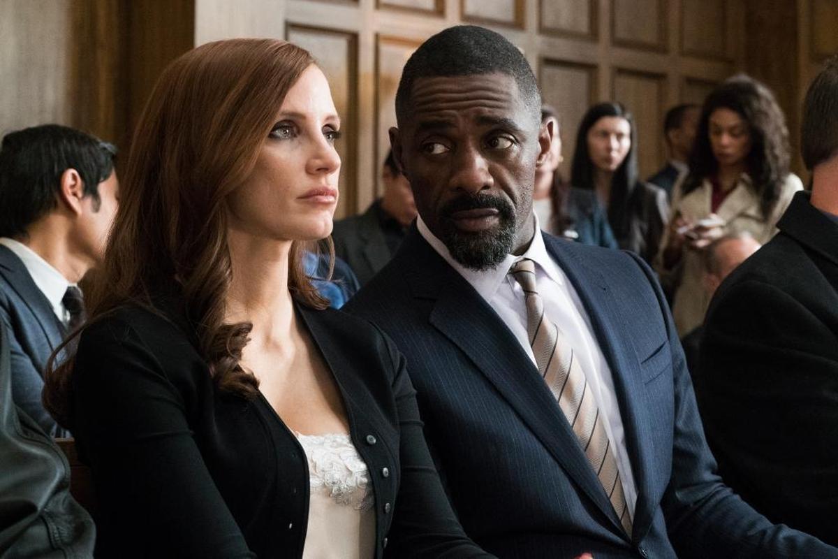 Jessica Chastain and Idris Elba, who plays her lawyer.