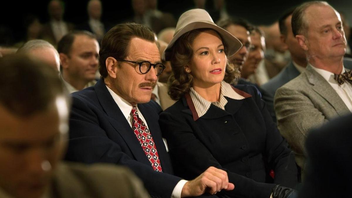 Bryan Cranston plays Dalton Trumbo and Diane Lane plays Cleo Trumbo in Trumbo.