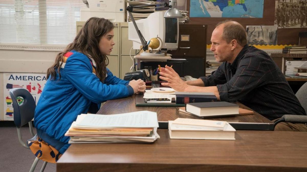 Hailee Steinfeld and Woody Harrelson are seen in a scene from “The Edge of Seventeen.”