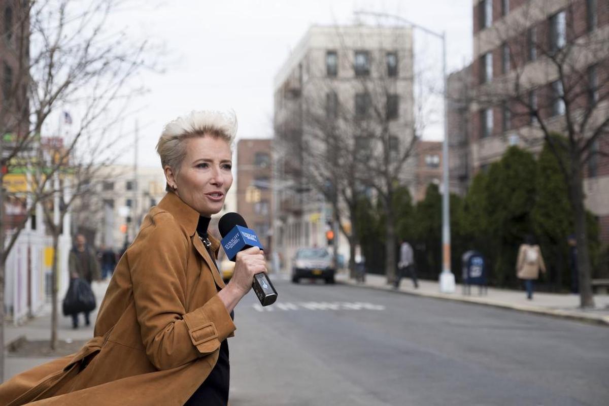 This image released by Amazon Studios shows Emma Thompson in a scene from "Late Night."