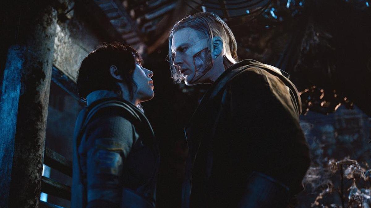 Scarlett Johansson, left, and Michael Pitt appear in a scene from Ghost in the Shell.