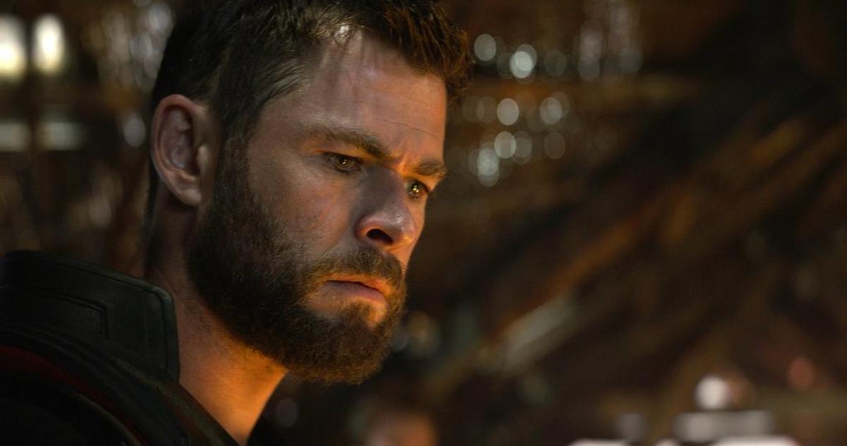 This image released by Disney shows Chris Hemsworth in a scene from “Avengers: Endgame.”