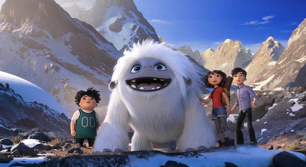 This image released by DreamWorks Animation shows characters, from left, Peng, voiced by Albert Tsai, Everest the Yeti, Yi, voiced by Chloe Bennet and Jin, voiced by Tenzing Norgay Trainor, in a scene from "Abominable," in theaters on Sept. 27.