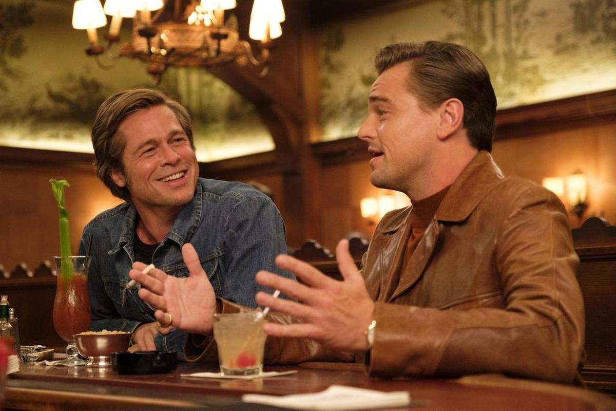 Brad Pitt, left, and Leonardo DiCaprio in Quentin Tarantino’s “Once Upon a Time in Hollywood.”