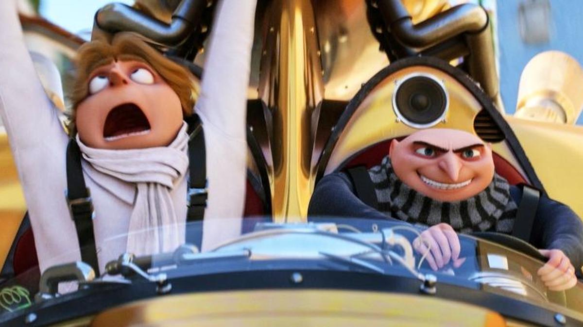 Characters Dru, left, and Gru, both voiced by Steve Carell, in a scene from “Despicable Me 3.”