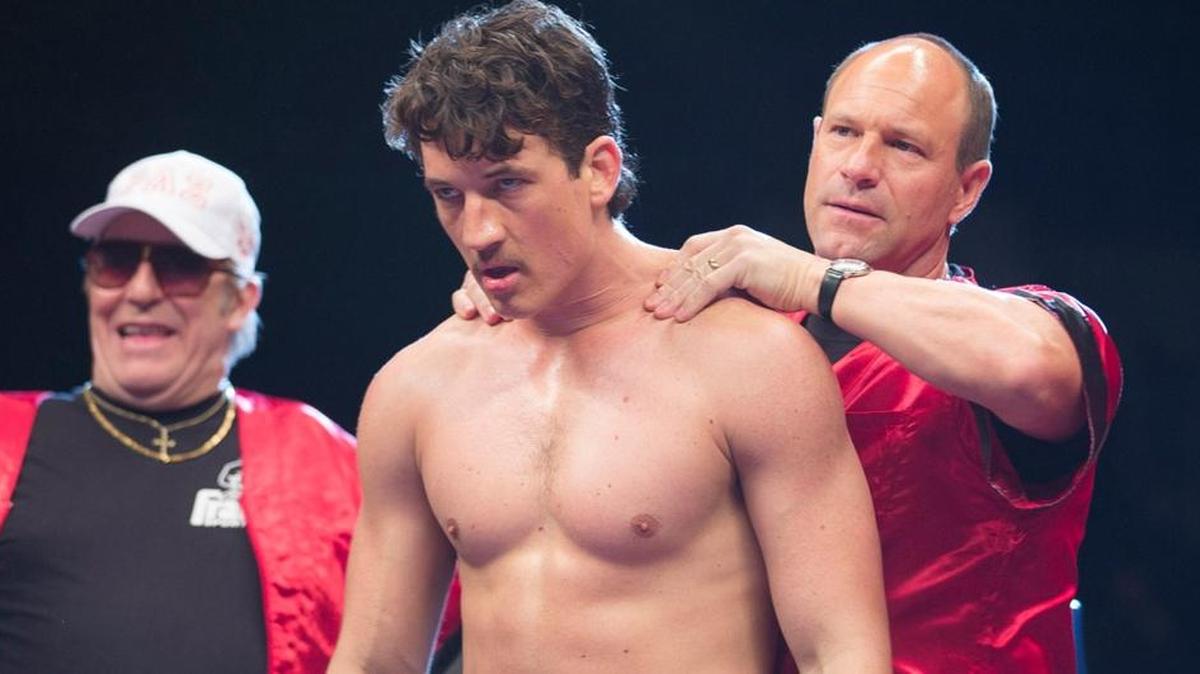 Aaron Eckhart, Ciaran Hinds and Miles Teller are seen in “Bleed for This.”