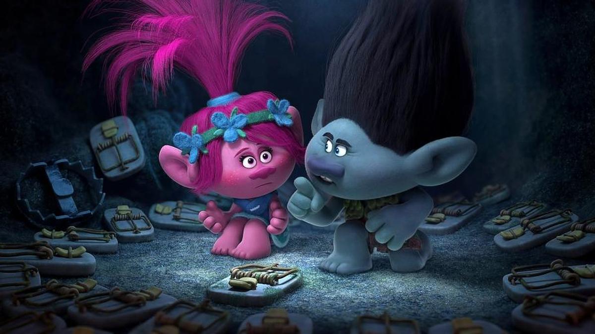 Anna Kendrick, who voices Poppy, left, and Justin Timberlake, who voices Branch, are some of the stars in the animated movie “Trolls.”