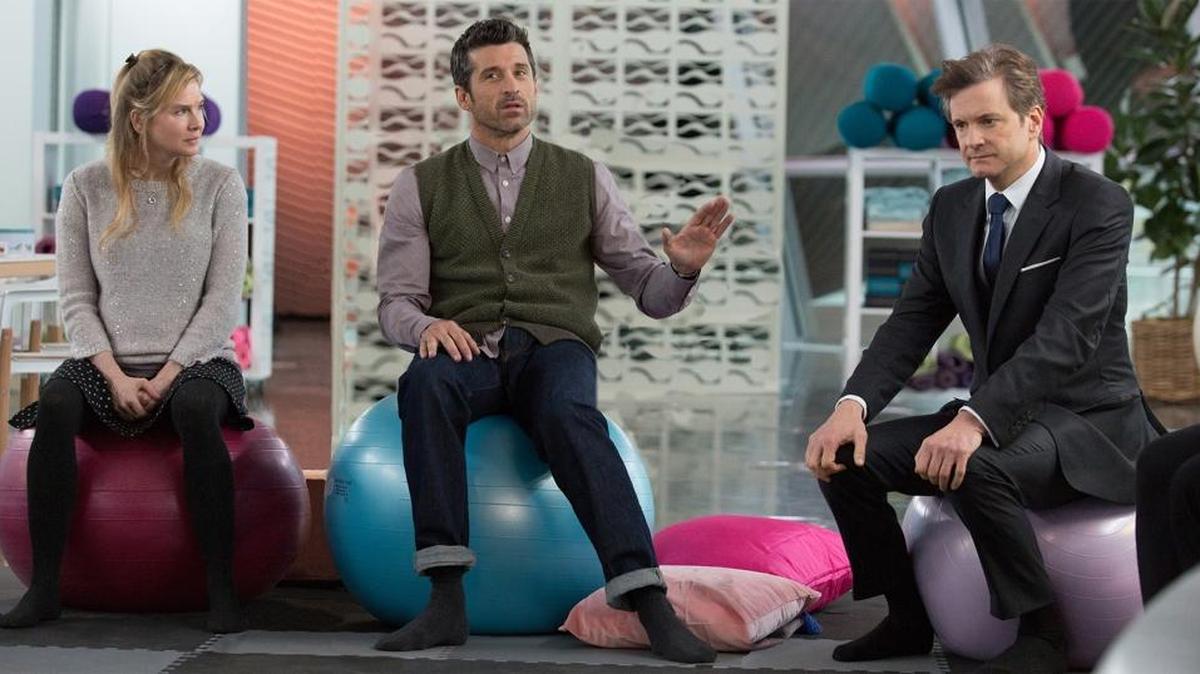 Renee Zellweger, Patrick Dempsey and Colin Firth in the film “Bridget Jones’s Baby.”