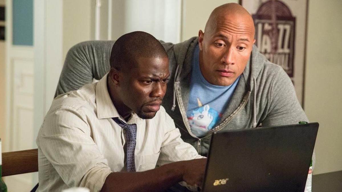Kevin Hart, left, and Dwayne Johnson star in “Central Intelligence.”