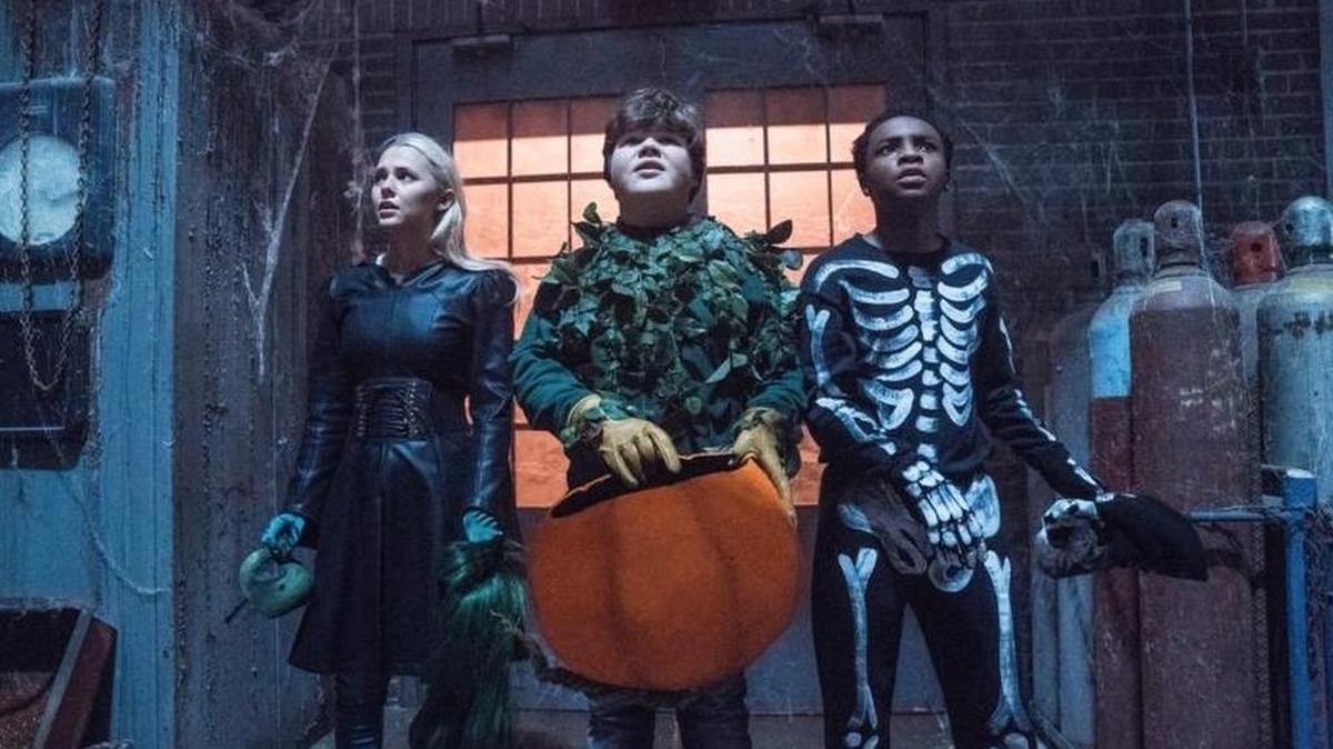 Caleel Harris, Jeremy Ray Taylor and Madison Iseman in “Goosebumps 2: Haunted Halloween.”