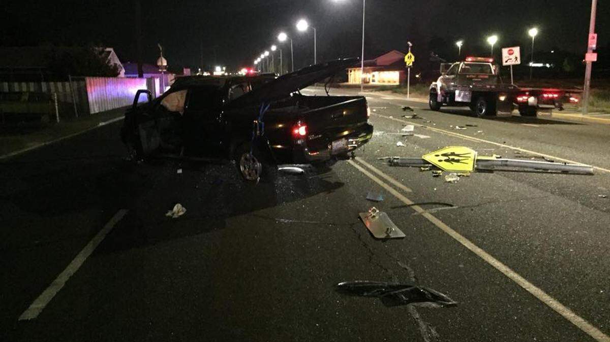 Pasco police are looking for the man that was behind the wheel of this pickup after he ran away from the scene early this morning.