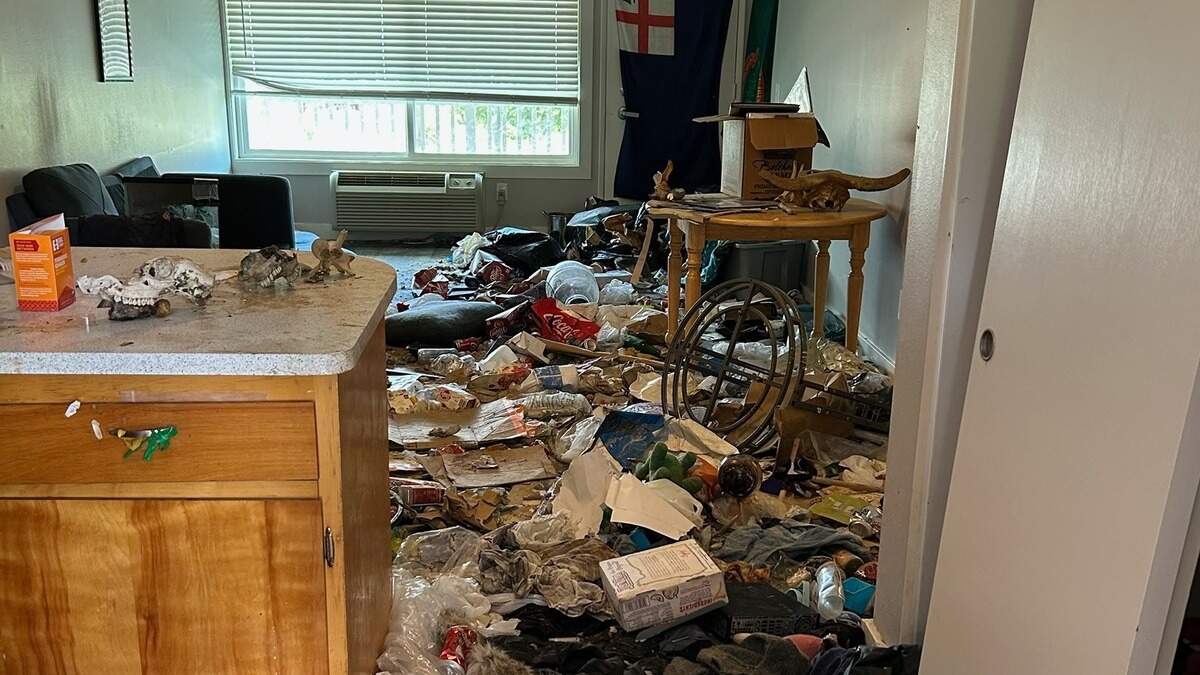 Two dogs frantic to be let out and dead cats and birds were found in May 2025 in a College Place apartment in Walla Walla County that was strewn with garbage and feces.