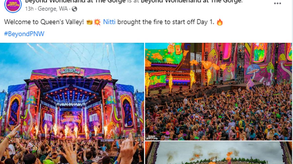 These photos were taken of the sold-out Beyond Wonderland at The Gorge before the shooting at the venue’s campground and posted to Facebook.