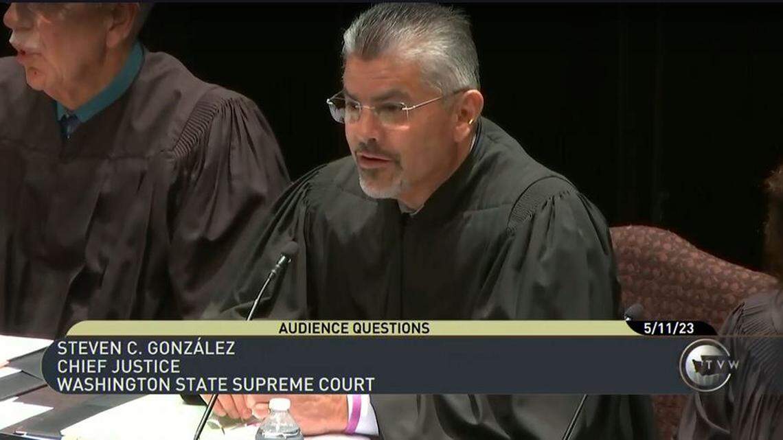 Washington Supreme Court Chief Justice Steven González presided over a hearing concerning the future of the state’s Voting Rights Act.