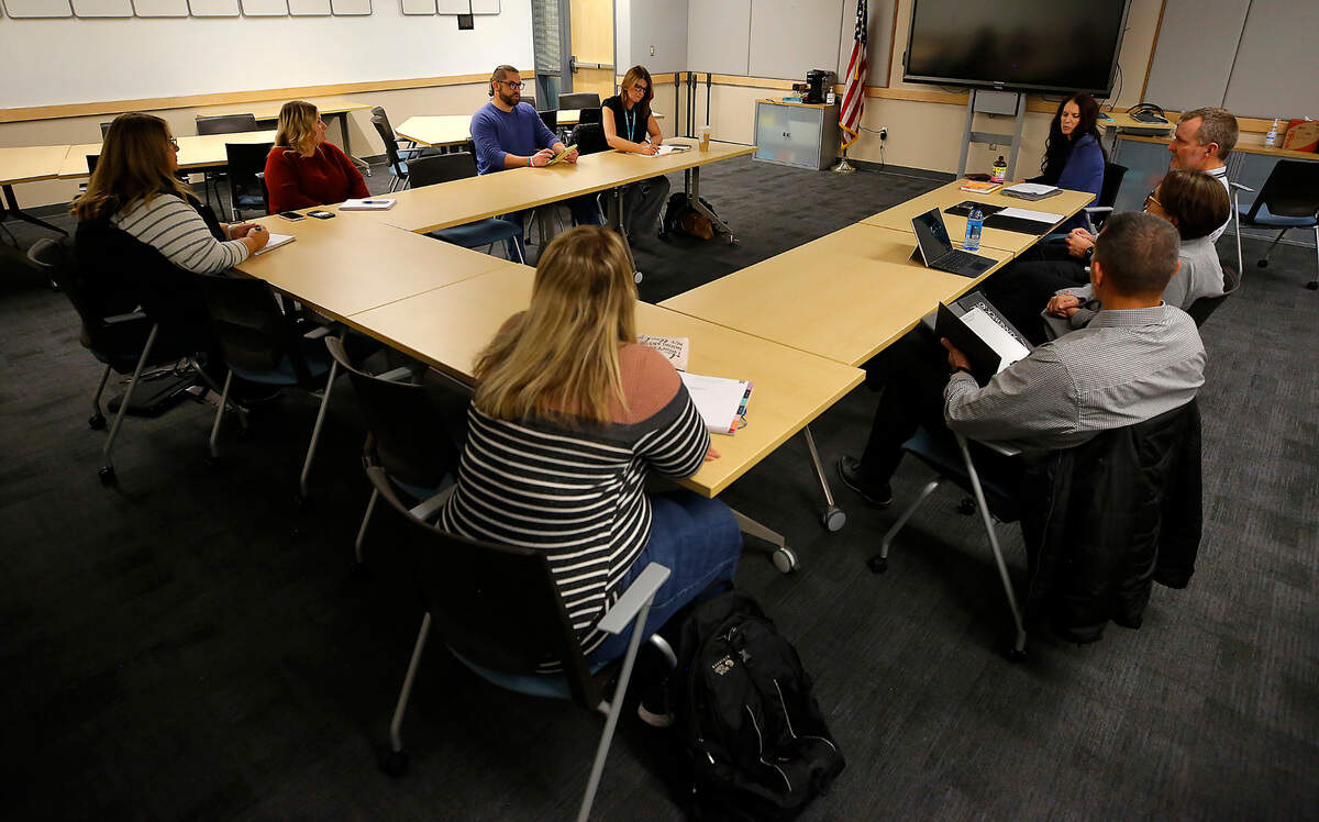 Leaders of local behavorial health services and school district officials attend a November community partners meeting at the ESD 123 building in Pasco.