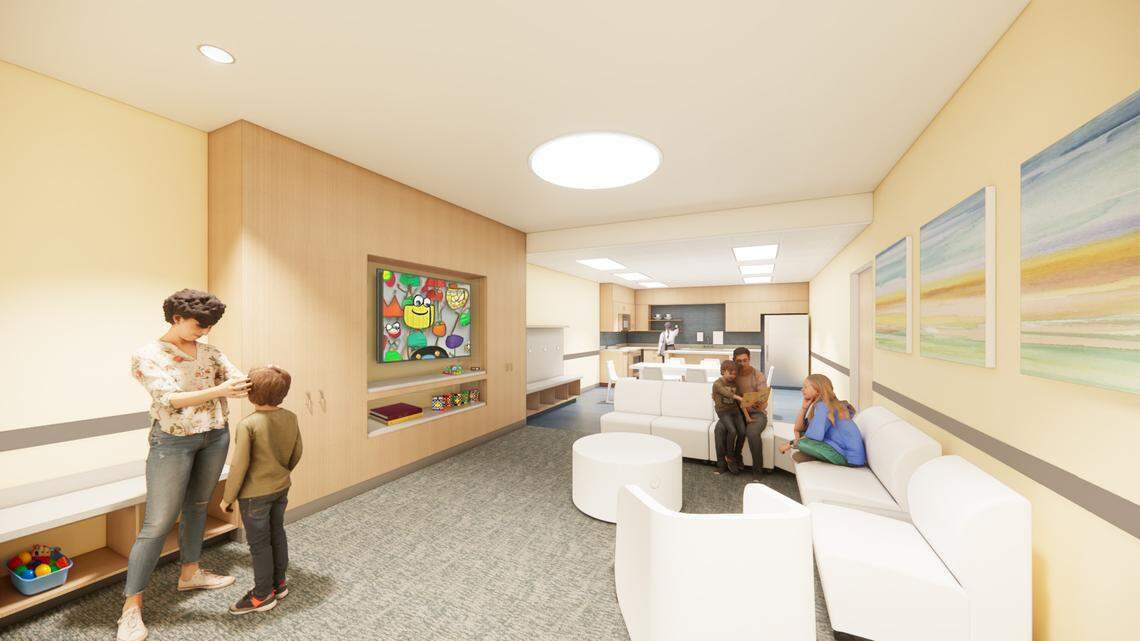 A rendering showing what a Family Room at the Columbia Valley Center for Recovery could look like. The facility is being designed and built by Bouten Construction and NAC Architecture.