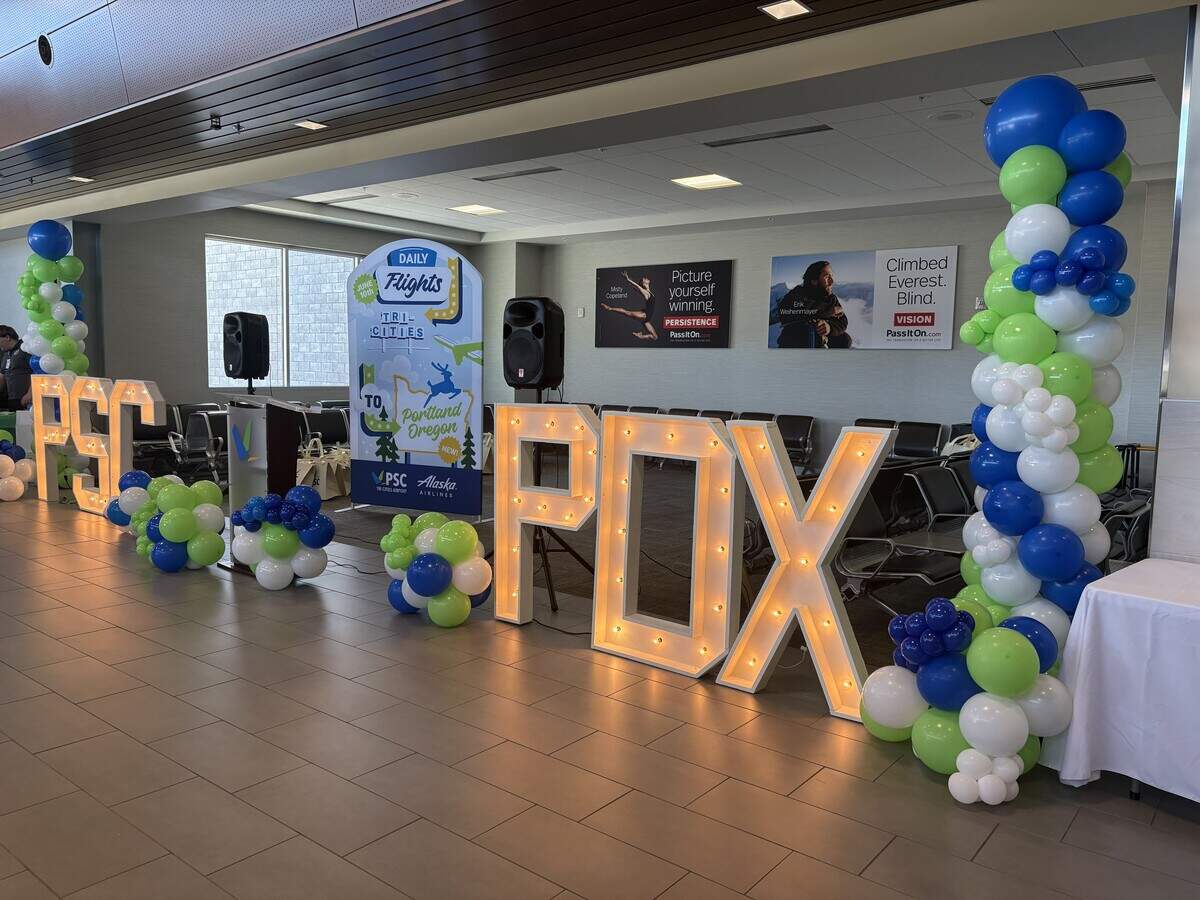 The Tri-Cities Airport celebrated the relaunch of flights to Portland, Ore. after seven years.
