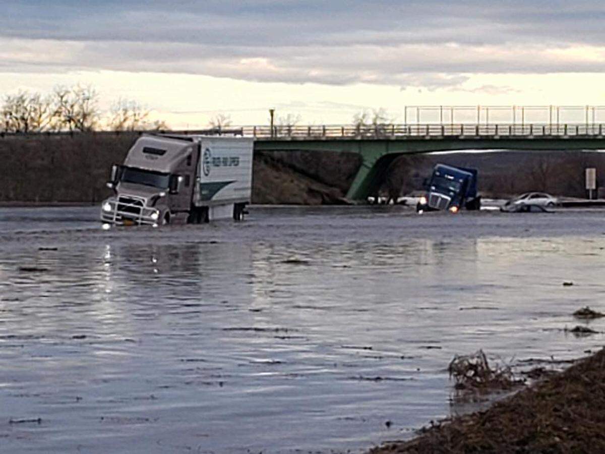 Interstate 84 near Hermiston on Friday morning.