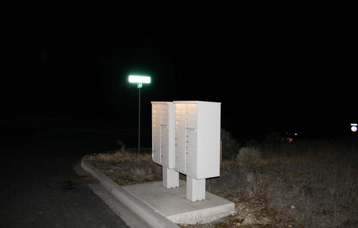Benton County sheriff's deputies say they found District Court Judge Terry Tanner hiding behind these mailboxes March 6, 2018, when they responded to a report of a crashed car.