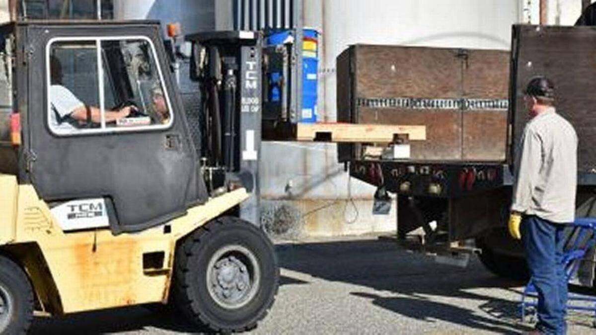 The blue drum holds three gallons of Hanford radioactive tank waste as it was being shipped off the nuclear reservation for treatment and disposal.