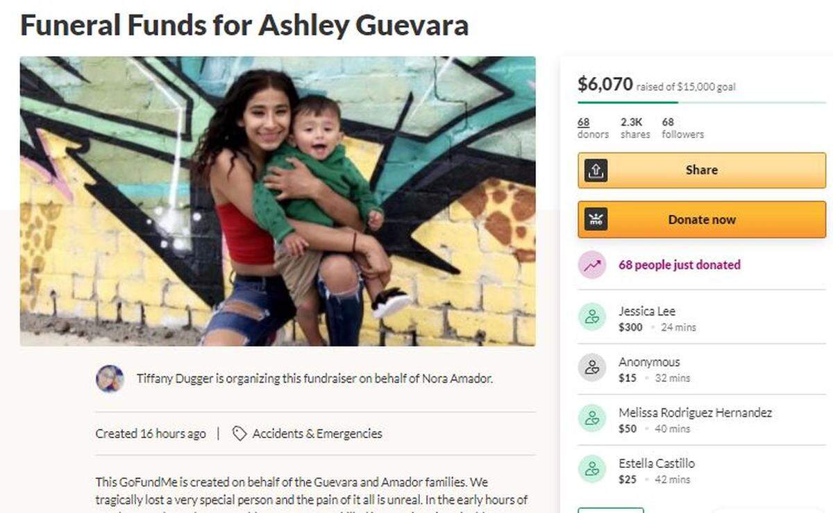 Ashley Guevara died early Sunday when she fell out of a car turning from Morain Street onto Clearwater Avenue in Kennewick.