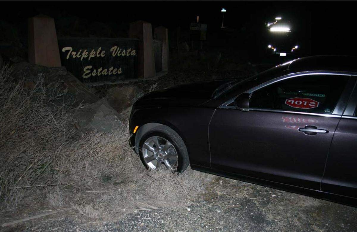 Benton County sheriff's deputies found District Court Judge Terry Tanner's car March 6, 2018, crashed into a rock display at the corner South Cantera Street and South Clodfelter Road in rural Benton County.