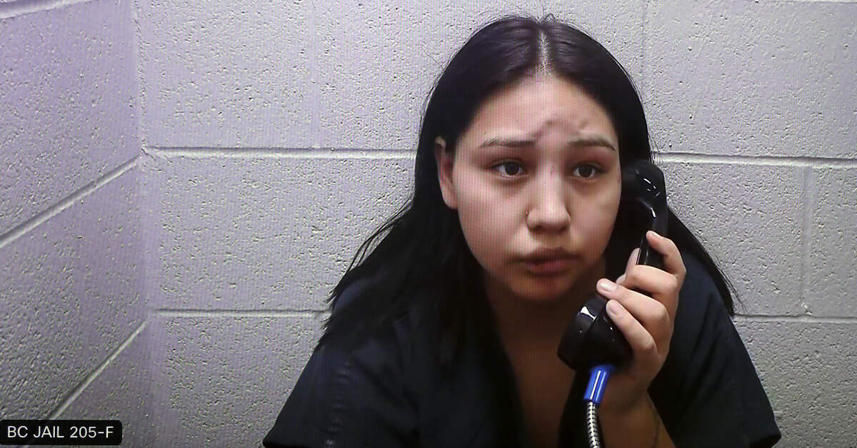 Taytum Smiscon-Ohms, 19, makes appears in Benton County Superior Court via a video link from the Benton County jail.