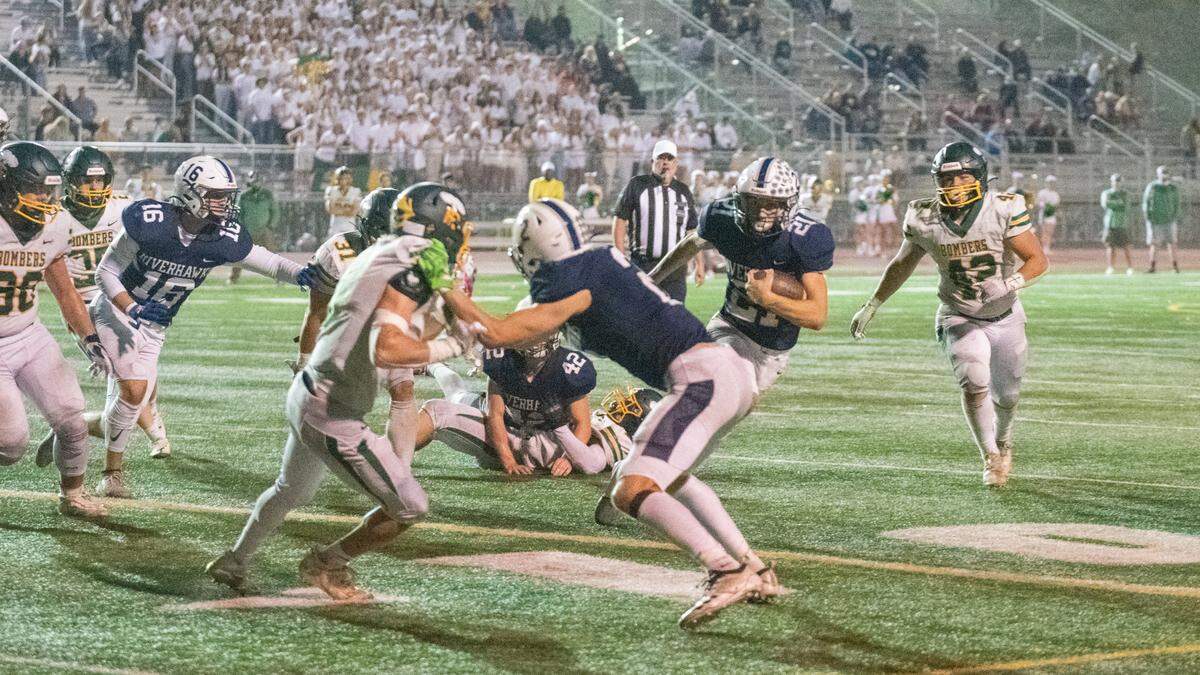 Chiawana’s senior running back Ian Mohl (21) was outstanding all night, carrying the football 29 times for 224 yards rushing and a touchdown.