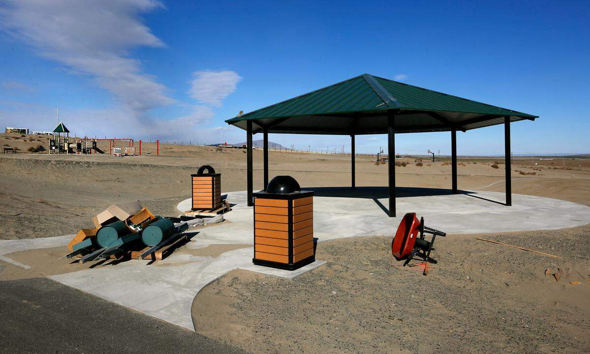 A gazebo, playground equipment and basketball court are part of a planned park in a future phase of The Heights at Red Mountain Ranch residential development in West Richland.