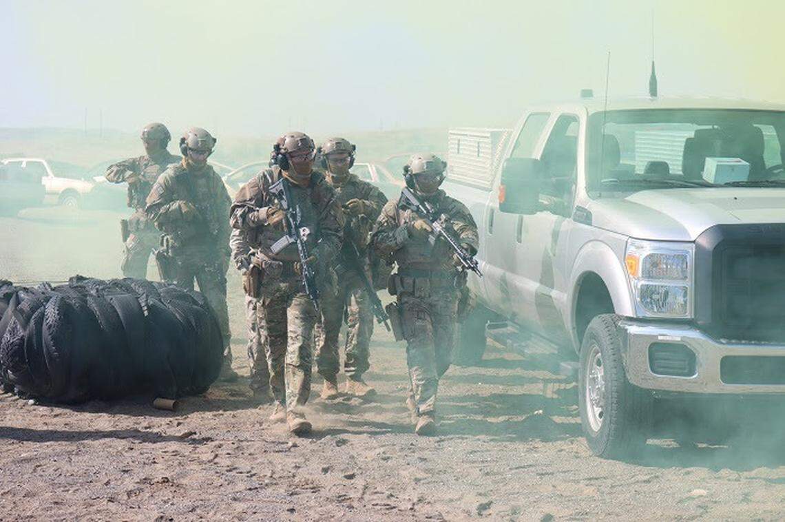 Hanford Patrol union guards have been locked out of the Hanford site since their contract expired just before Thanksgiving. The Hanford Patrol’s Special Response Team is shown conducting vehicle assault training.