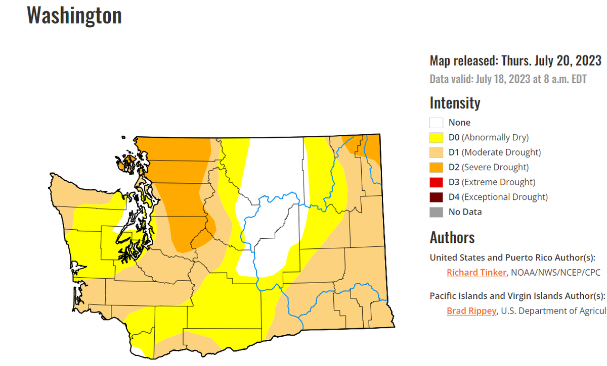 Parts of Benton and Franklin counties are in moderate drought, according to the U.S. Drought Monitor.