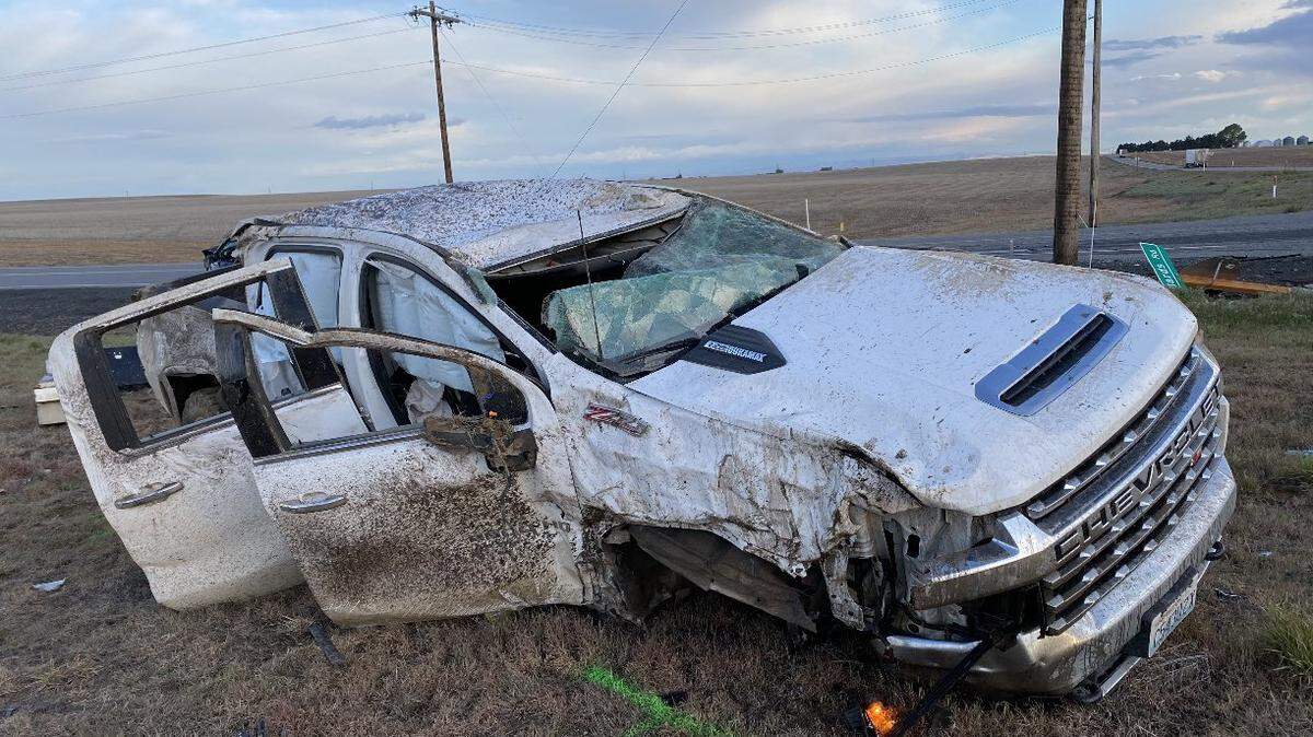 A Silverado pickup pulled into the path of a Nissan sedan Monday, the Washington State Patrol said.